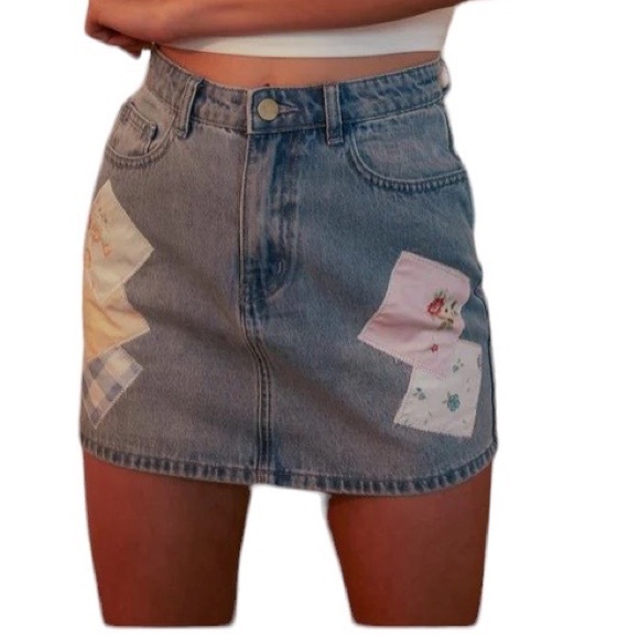 Dolls Kill Dresses & Skirts - Dolls Kill X Holly Hobbie Denim Patch Mini Skirt